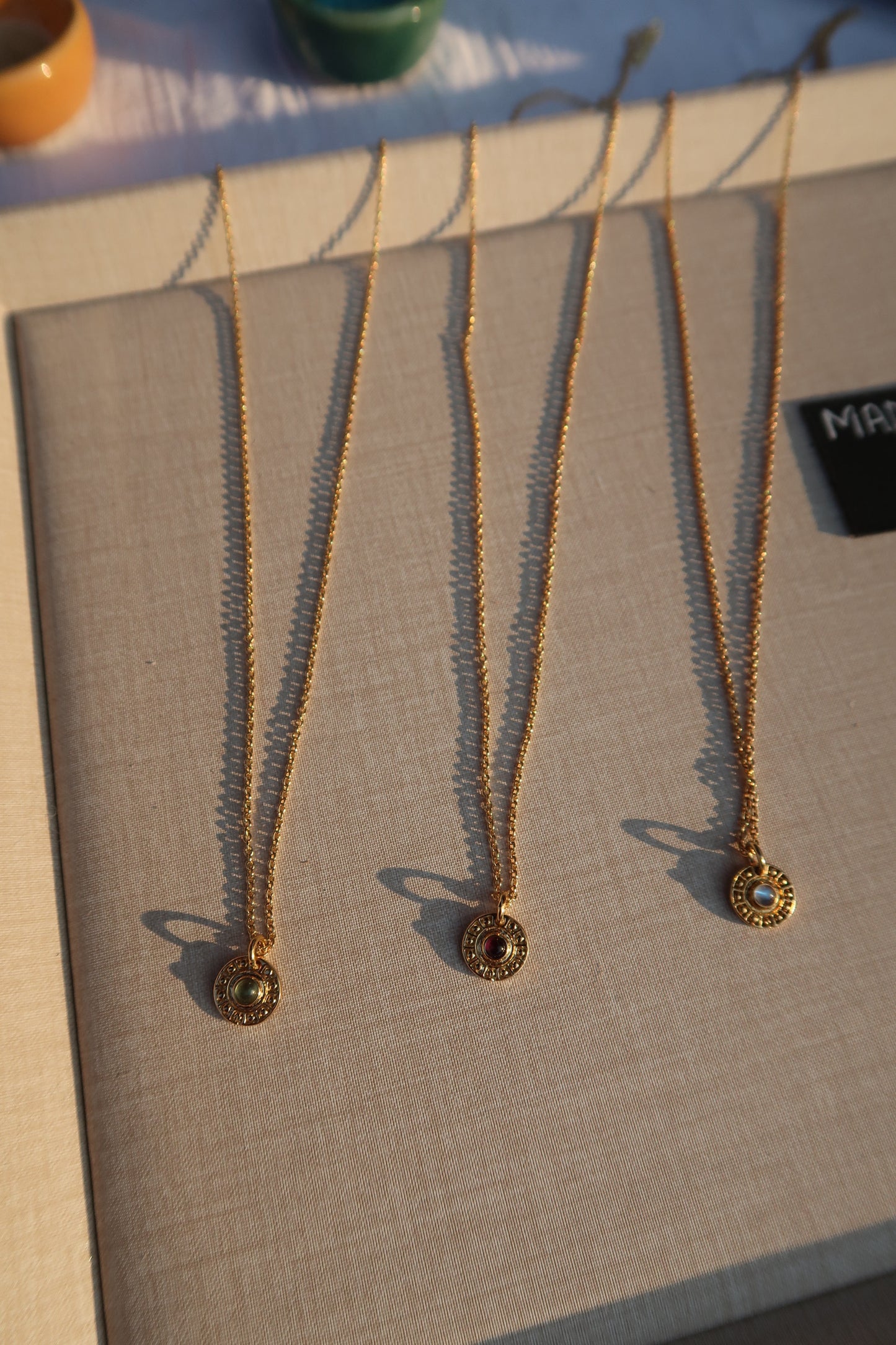 Moonbeam Necklace - Moonstone/ Peridot/ Garnet