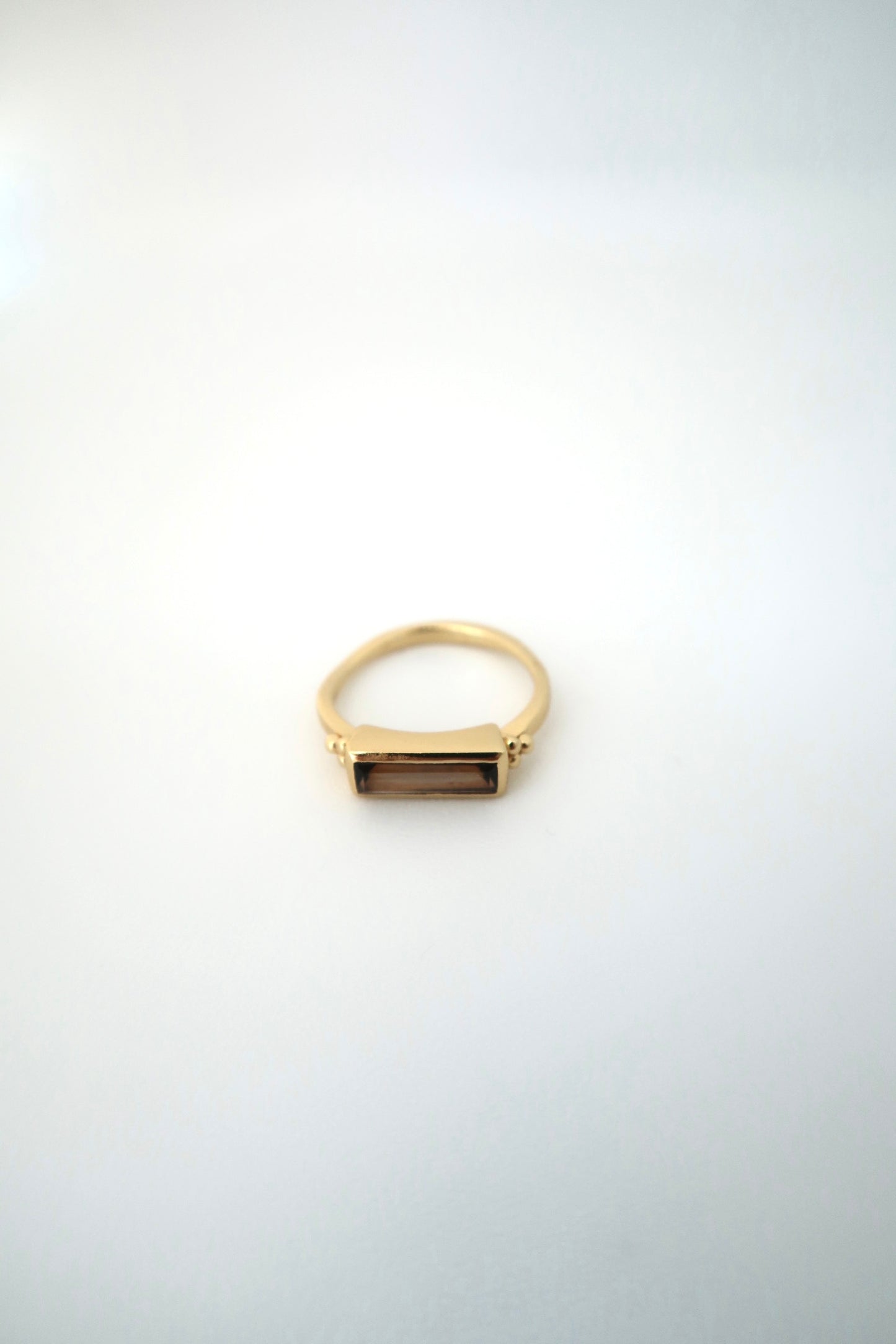 Gold plated ring, chic, smokey, gemstones elegance, stacking rectangle ring