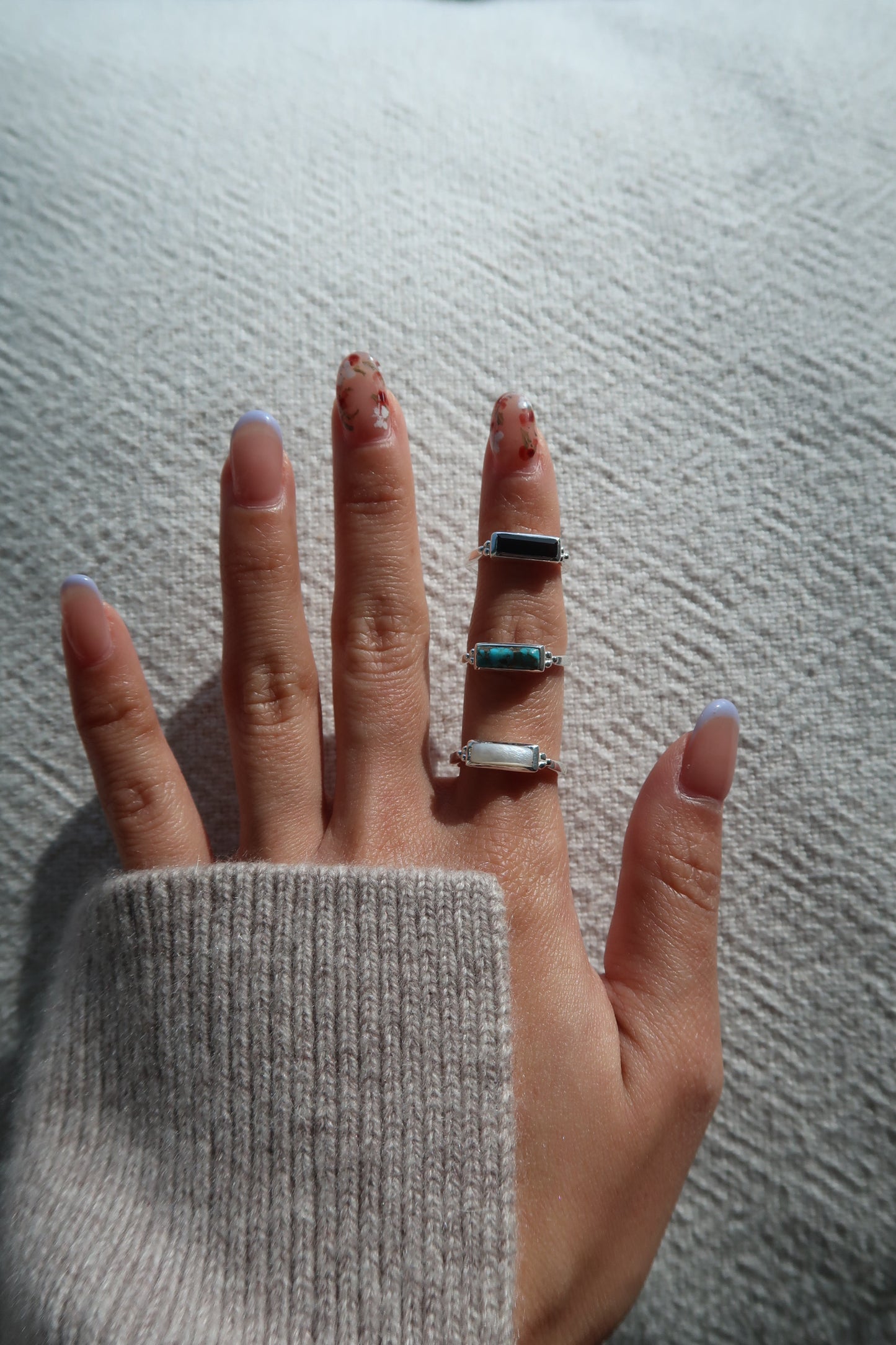 Royal Ring - Silver with Pearl/ Black Onyx/ Copper Turquoise
