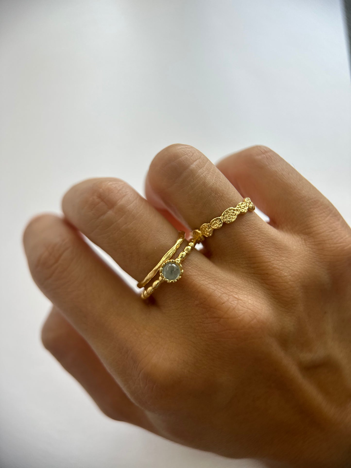 Melody Ring- Blue Topaz/ Peridot/ Rhodolite Garnet