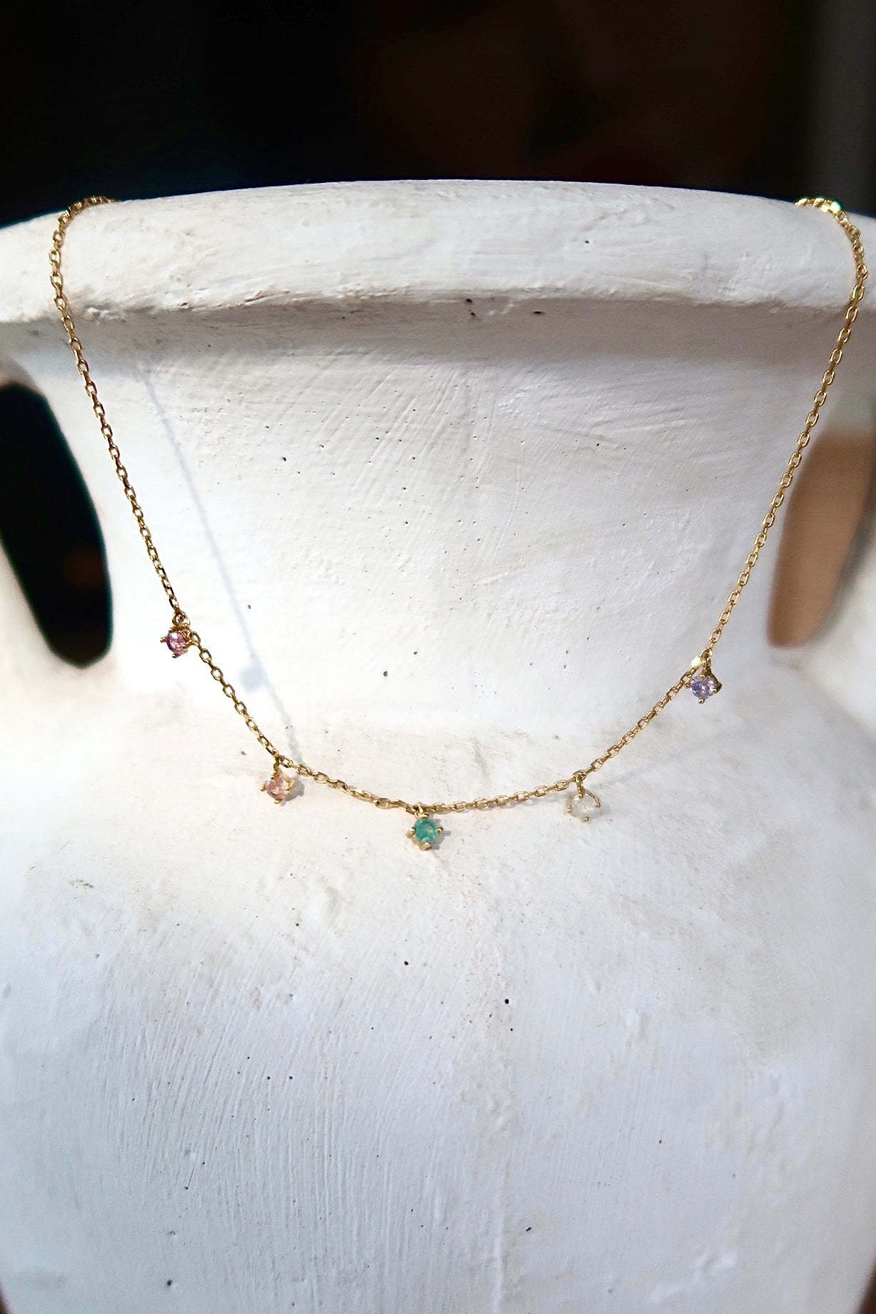 dainty coloured gemstones necklace