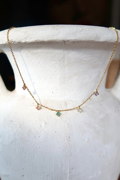 dainty coloured gemstones necklace