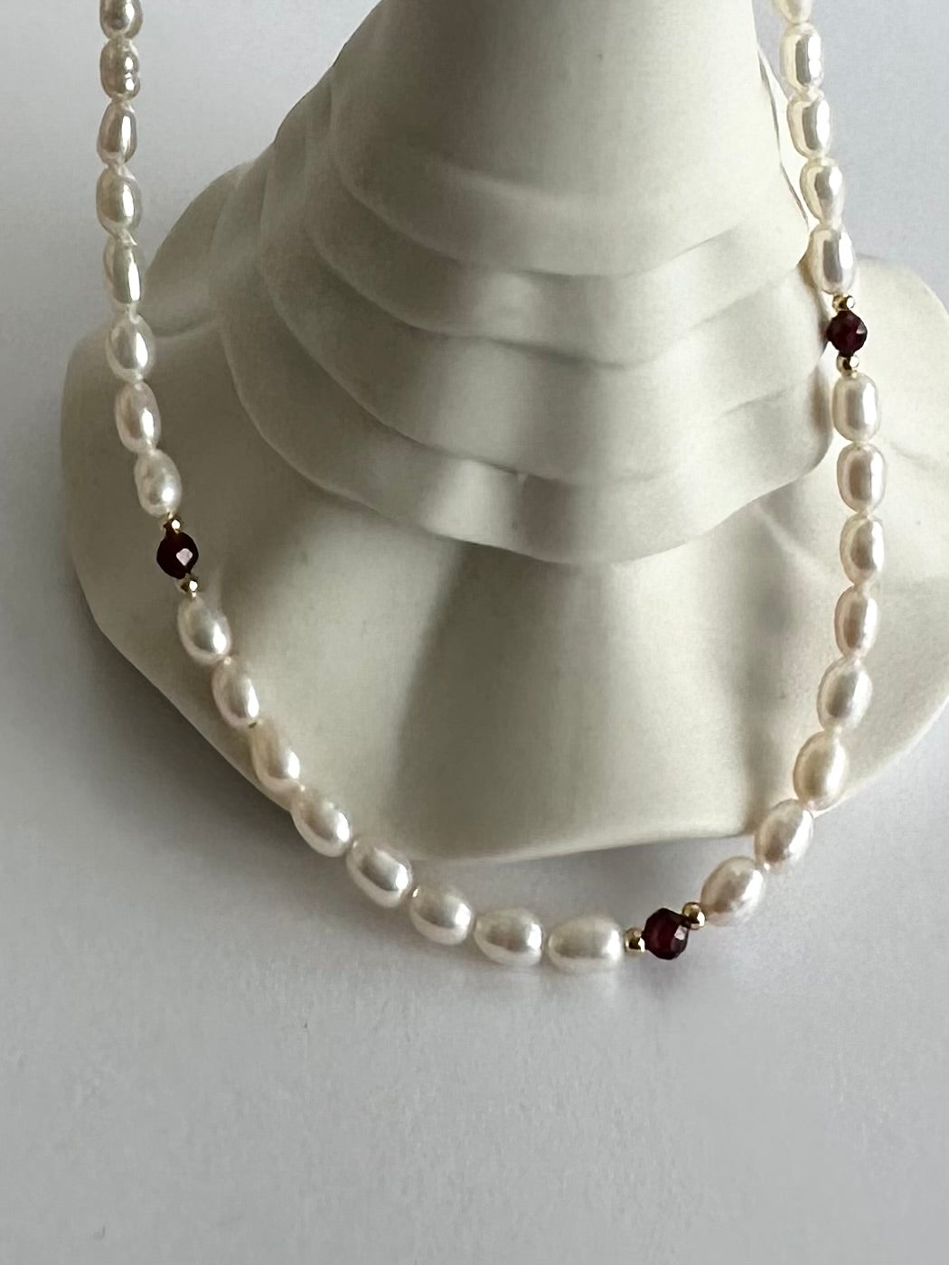 Sudi Necklace- Freshwater Pearl and Jade Plum