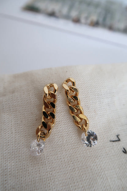 Karana Crystal Drop Chain Earrings